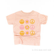 3x3 - RETRO HAPPY FLOWERS - Short Sleeve Child Shirt Little Mama Shirt Shop