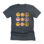 3x3 - RETRO HAPPY FLOWERS - Unisex Tee Little Mama Shirt Shop