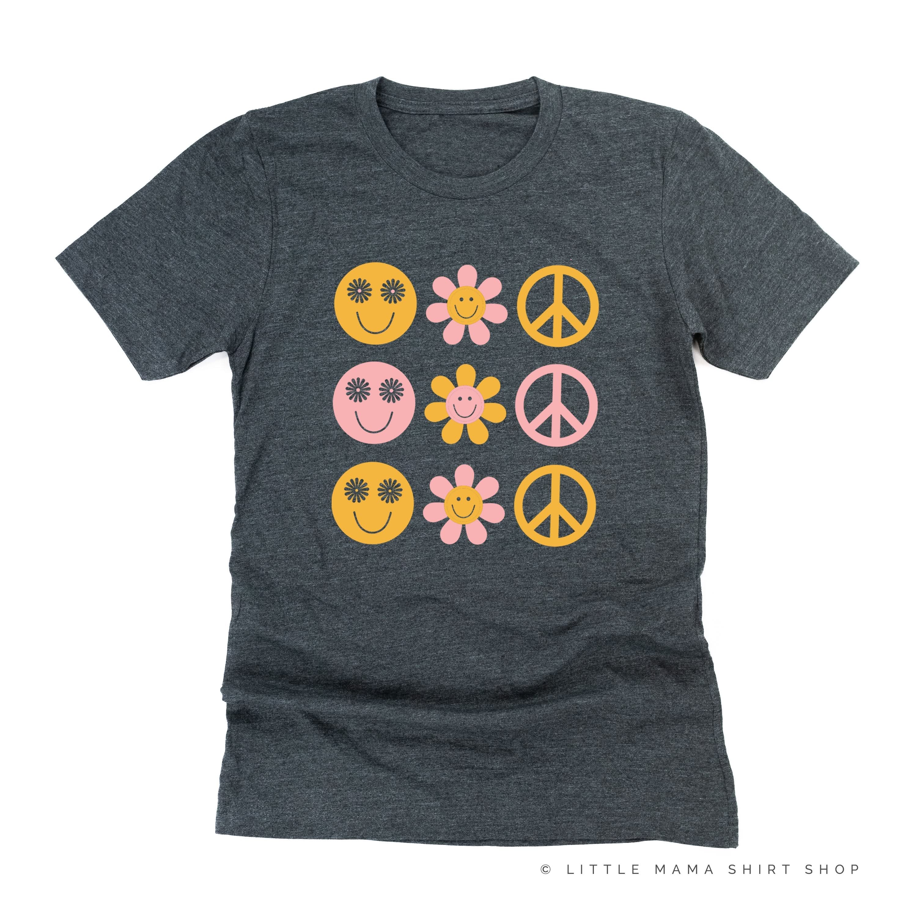 3x3 - RETRO HAPPY FLOWERS - Unisex Tee Little Mama Shirt Shop