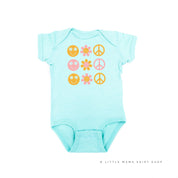 3x3 - RETRO HAPPY FLOWERS - Short Sleeve Child Shirt Little Mama Shirt Shop