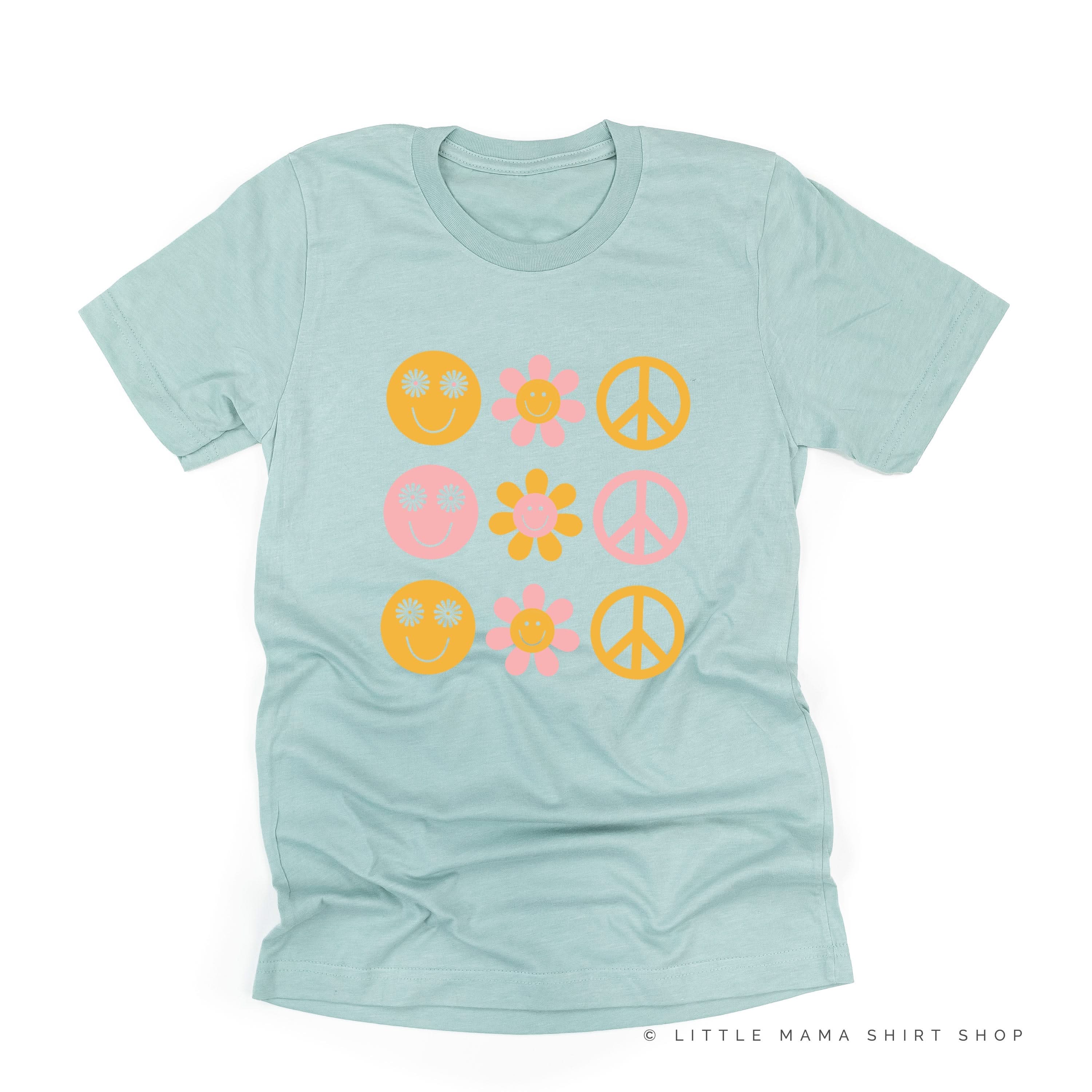 3x3 - RETRO HAPPY FLOWERS - Unisex Tee Little Mama Shirt Shop