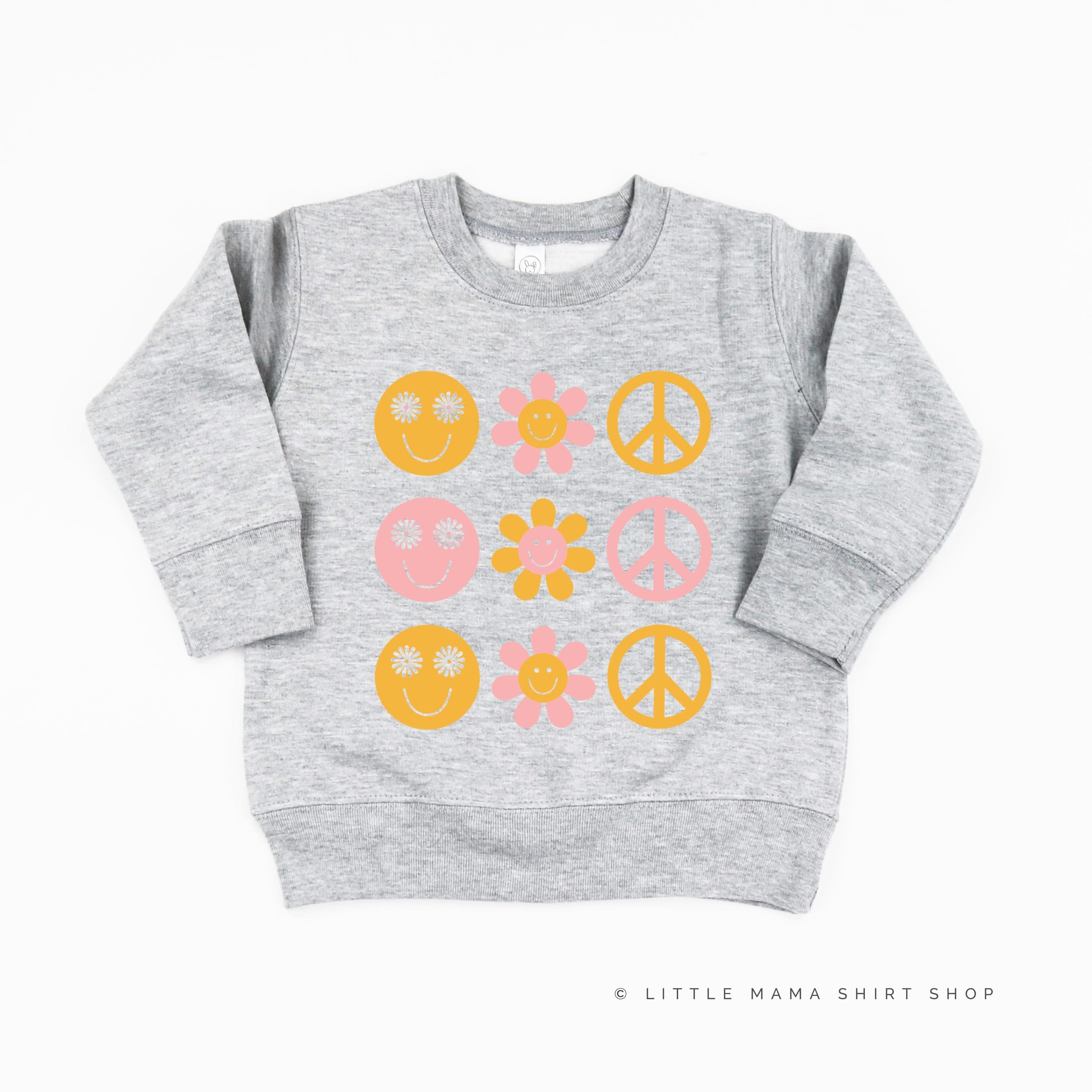 3x3 - RETRO HAPPY FLOWERS - Child Sweater Little Mama Shirt Shop