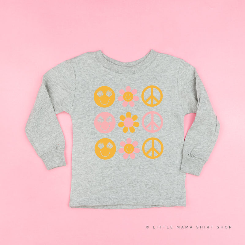 3x3 - RETRO HAPPY FLOWERS - Long Sleeve Child Shirt
