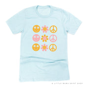 3x3 - RETRO HAPPY FLOWERS - Unisex Tee Little Mama Shirt Shop