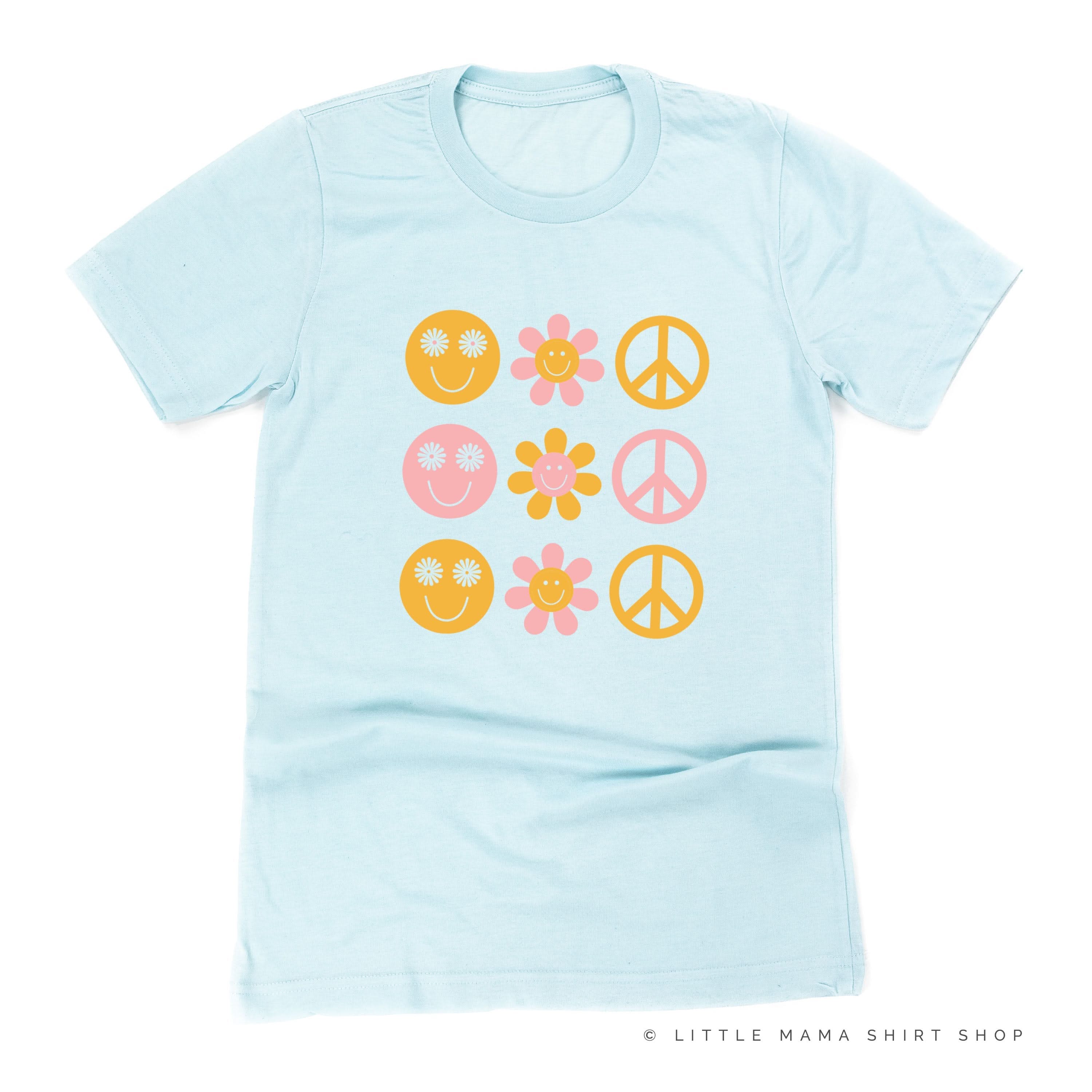 3x3 - RETRO HAPPY FLOWERS - Unisex Tee Little Mama Shirt Shop