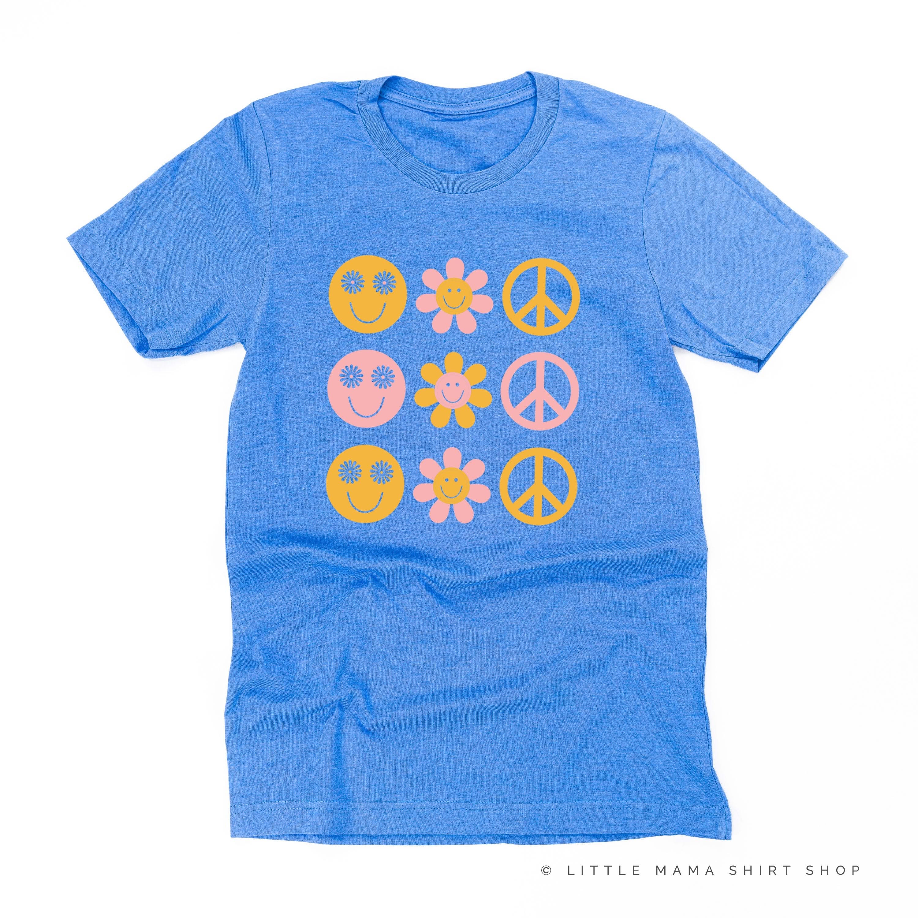 3x3 - RETRO HAPPY FLOWERS - Unisex Tee Little Mama Shirt Shop