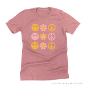 3x3 - RETRO HAPPY FLOWERS - Unisex Tee Little Mama Shirt Shop