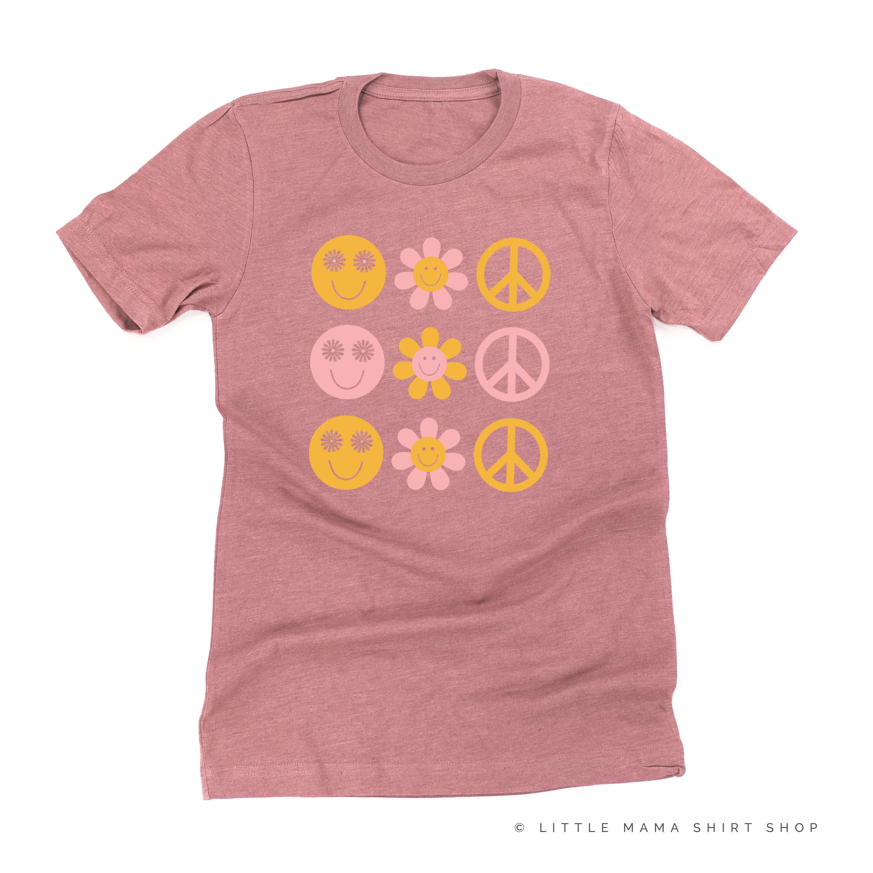 3x3 - RETRO HAPPY FLOWERS - Unisex Tee Little Mama Shirt Shop