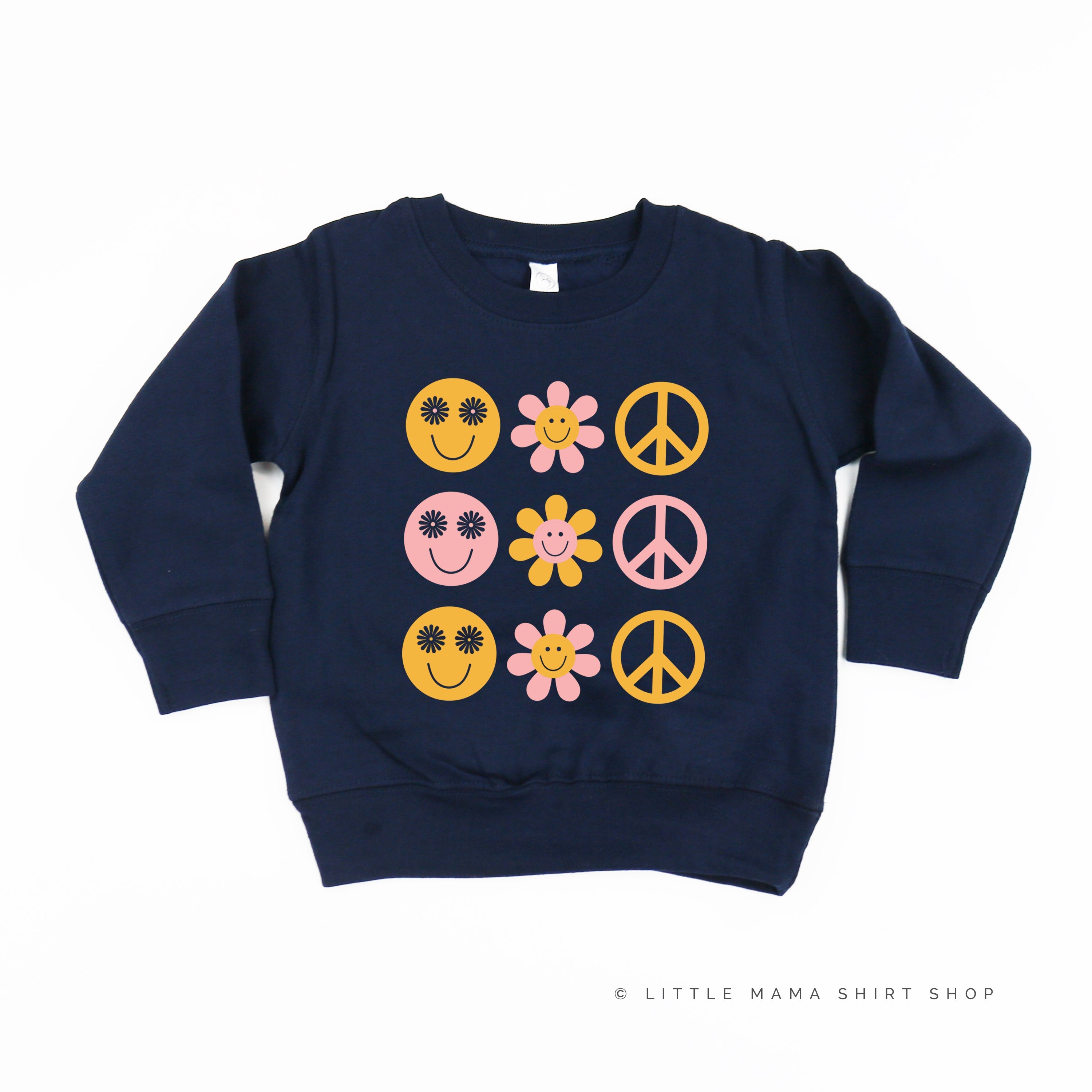 3x3 - RETRO HAPPY FLOWERS - Child Sweater Little Mama Shirt Shop