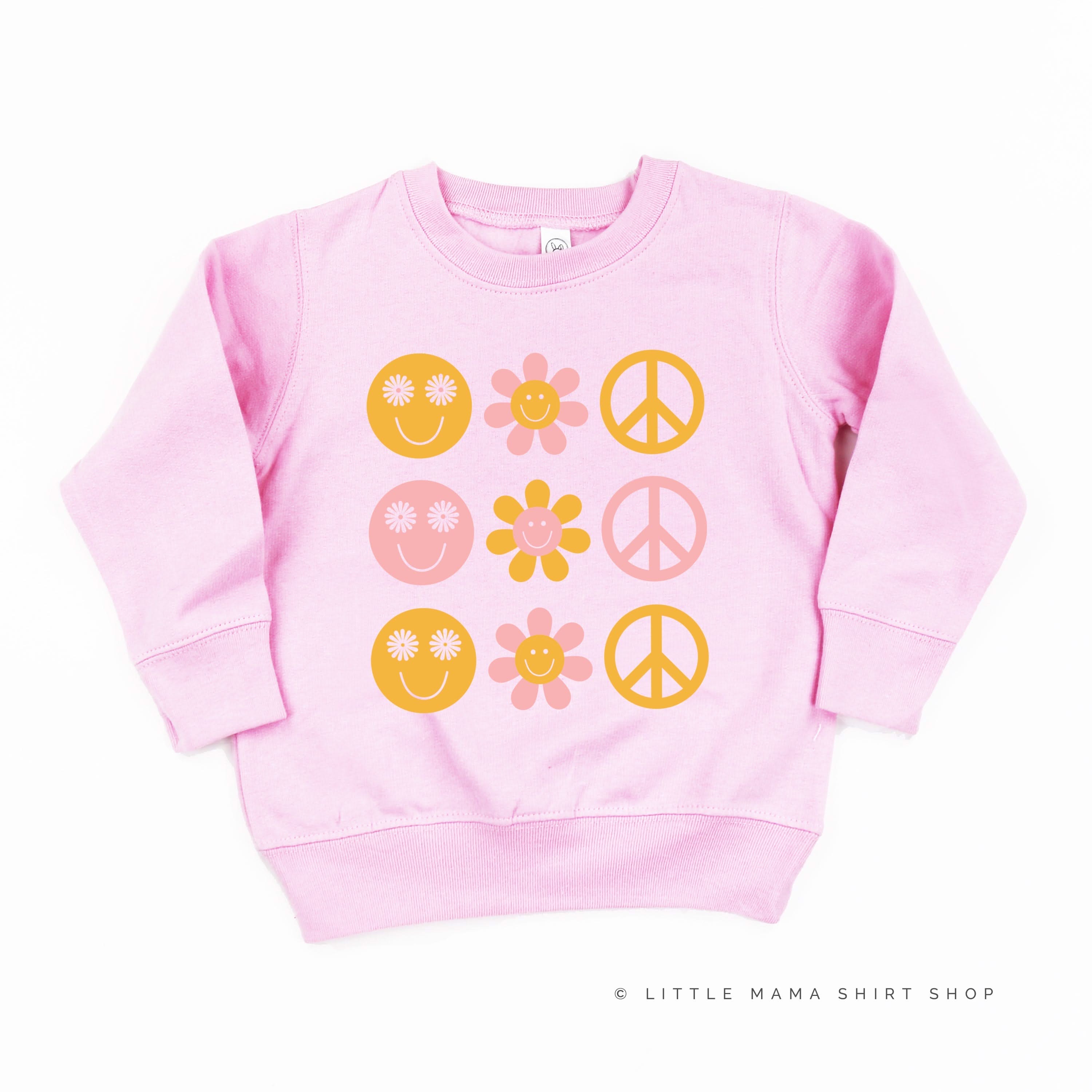 3x3 - RETRO HAPPY FLOWERS - Child Sweater Little Mama Shirt Shop
