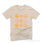 3x3 - RETRO HAPPY FLOWERS - Unisex Tee Little Mama Shirt Shop