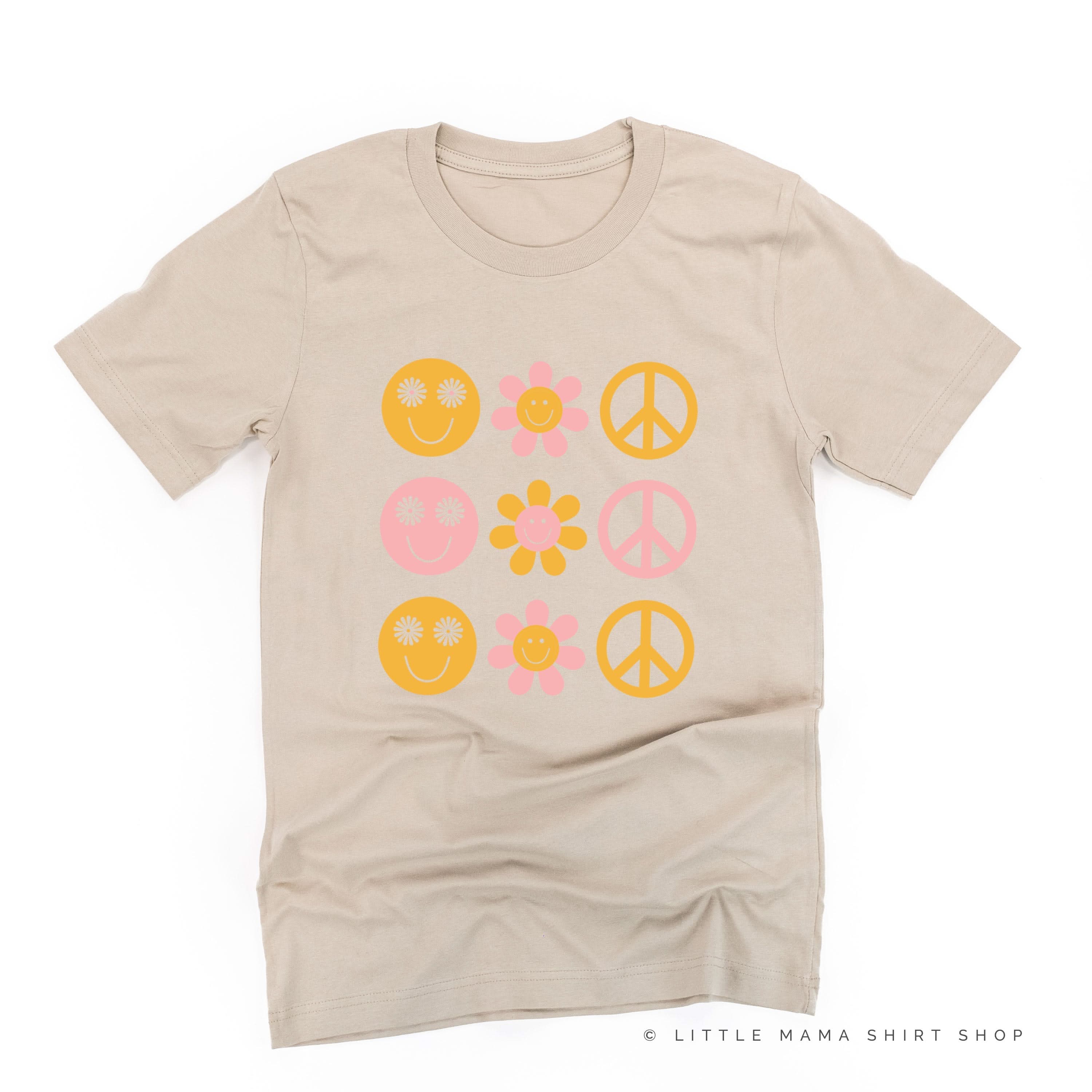 3x3 - RETRO HAPPY FLOWERS - Unisex Tee Little Mama Shirt Shop
