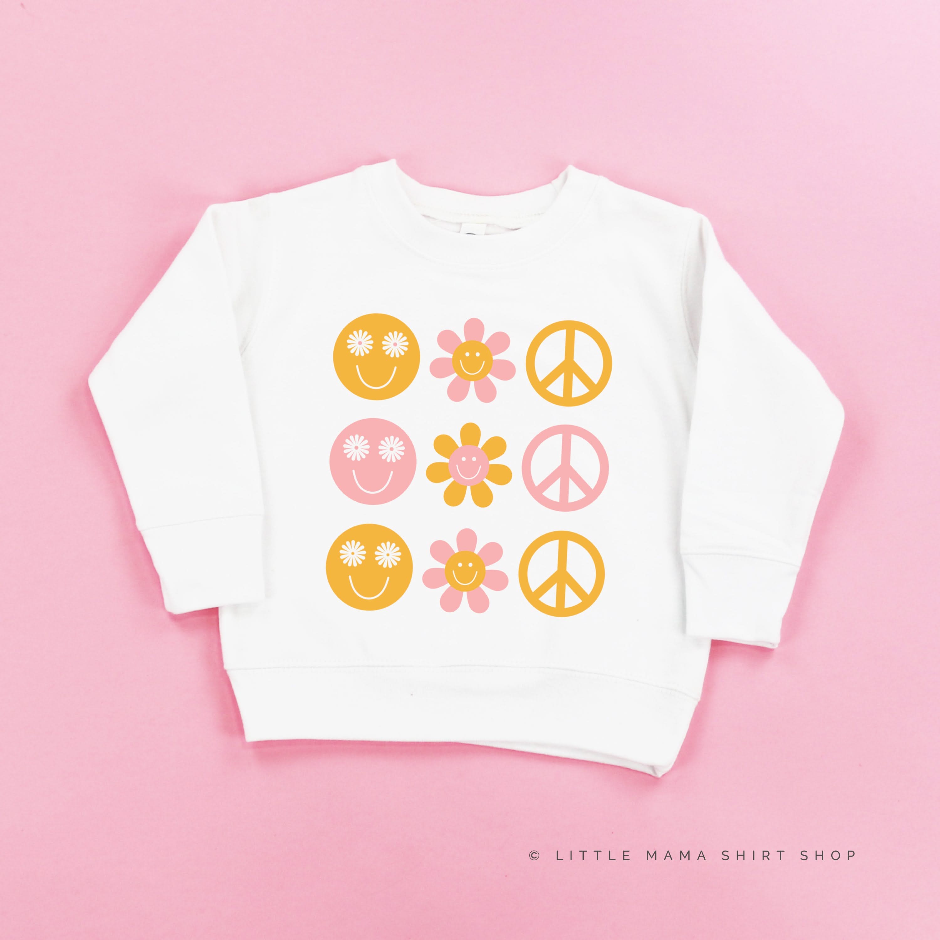 3x3 - RETRO HAPPY FLOWERS - Child Sweater Little Mama Shirt Shop