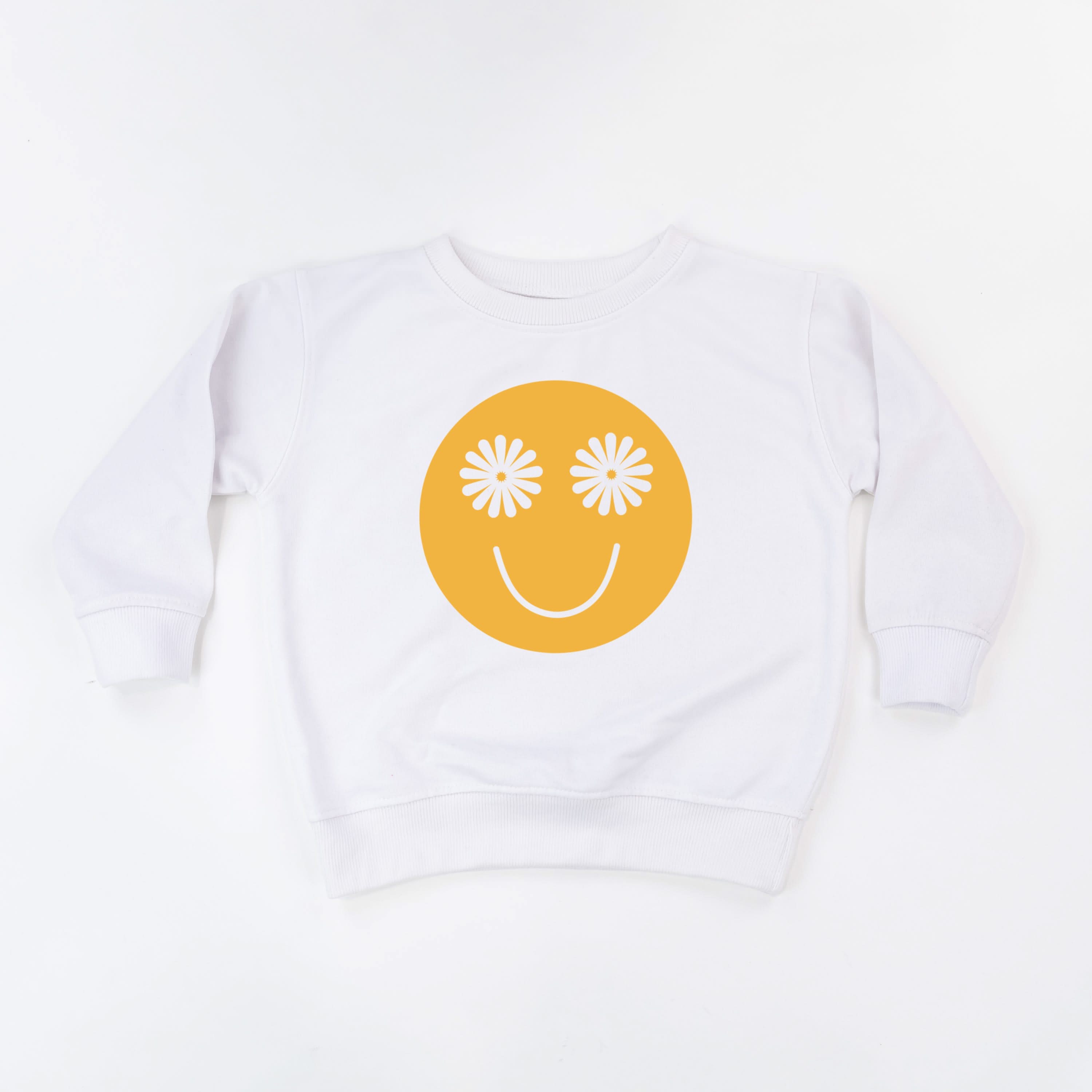 Flower Eye Smiley  - Full Size Design on Front - Child Sweater Little Mama Shirt Shop