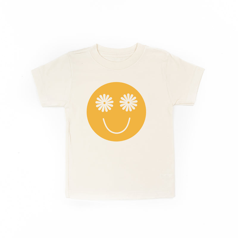 Flower Eye Smiley - Full Size Design on Front (Yellow) - Short Sleeve Child Shirt