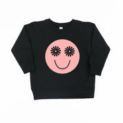 Flower Eye Smiley  - Full Size Design on Front - Child Sweater Little Mama Shirt Shop