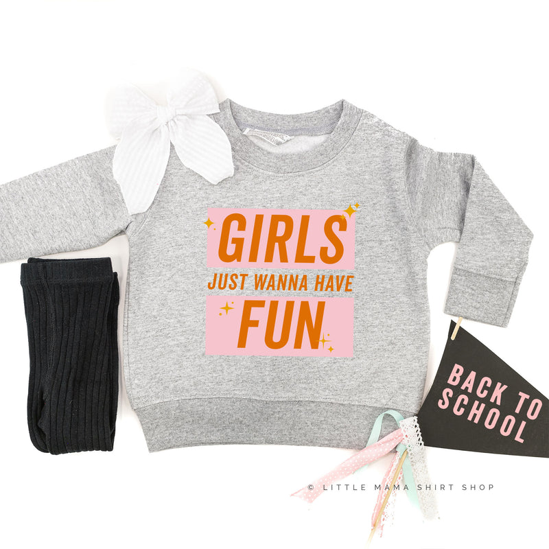 Girls Just Wanna Have Fun - Pink+Orange Sparkle - Child Sweater