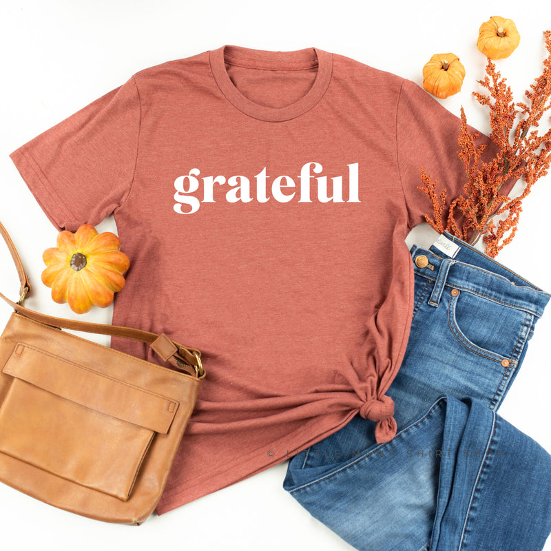 Grateful (block) - Black or White Design - Unisex Tee