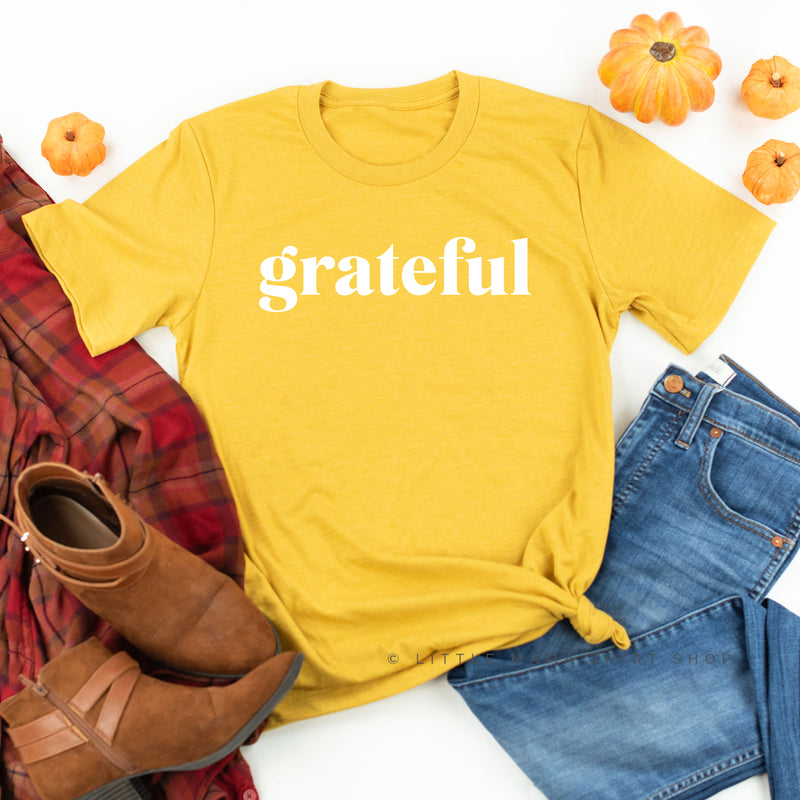 Grateful (block) - Black or White Design - Unisex Tee