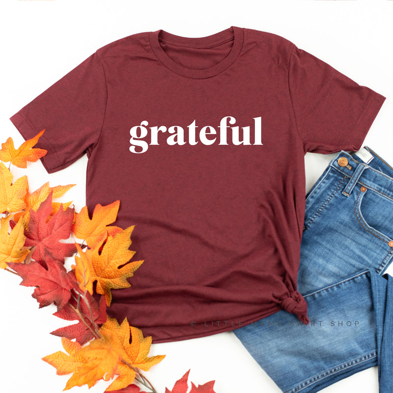 Grateful (block) - Black or White Design - Unisex Tee