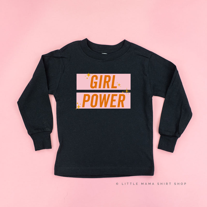Girl Power - Pink+Orange Sparkle - Long Sleeve Child Shirt