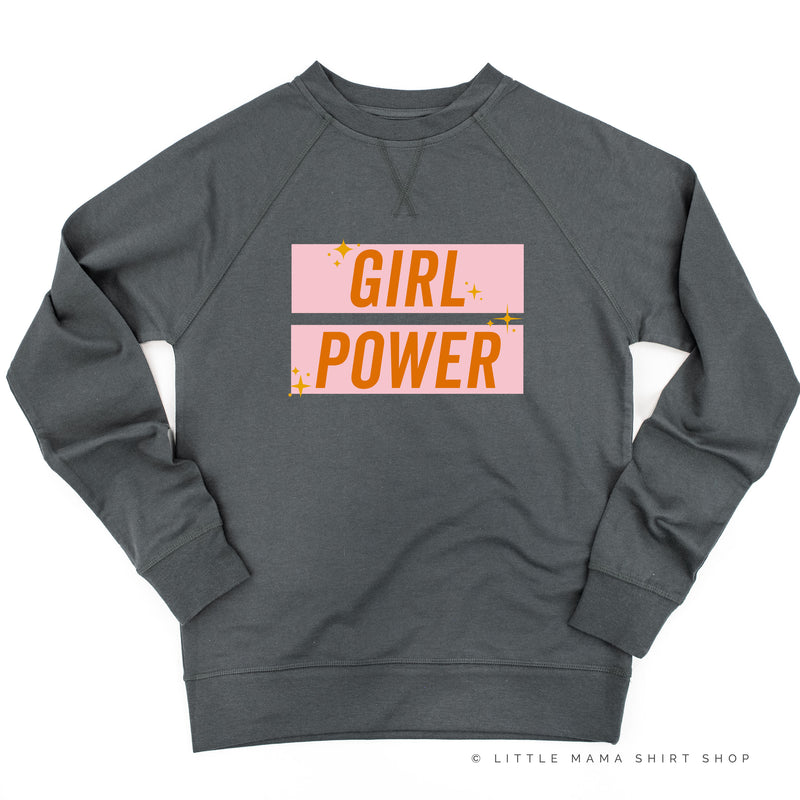 Girl Power - Pink+Orange Sparkle - Lightweight Pullover Sweater