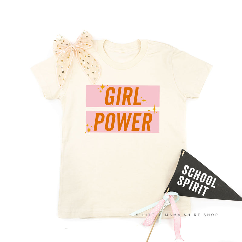 Girl Power - Pink+Orange Sparkle - Short Sleeve Child Shirt
