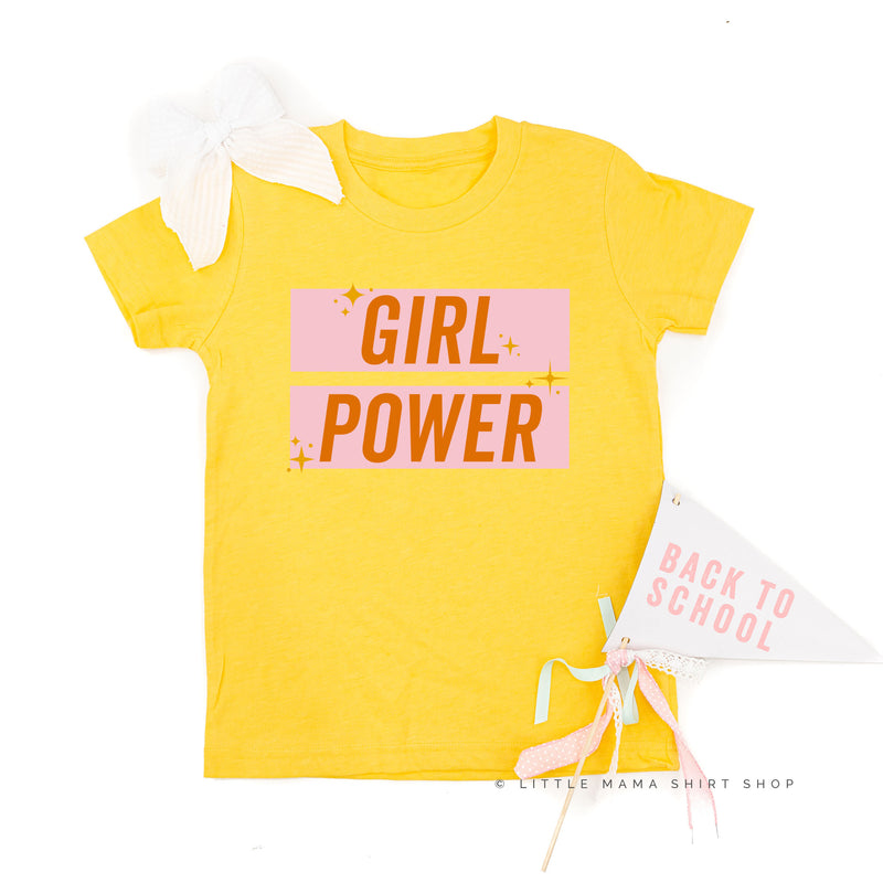 Girl Power - Pink+Orange Sparkle - Short Sleeve Child Shirt