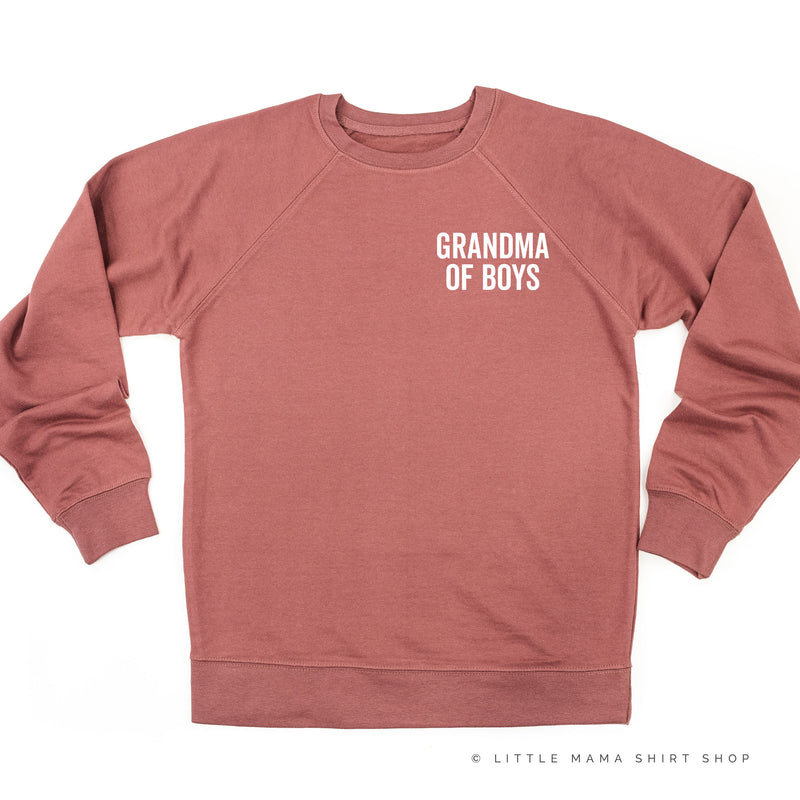 GRANDMA OF BOYS - BLOCK FONT POCKET SIZE - Lightweight Pullover Sweater