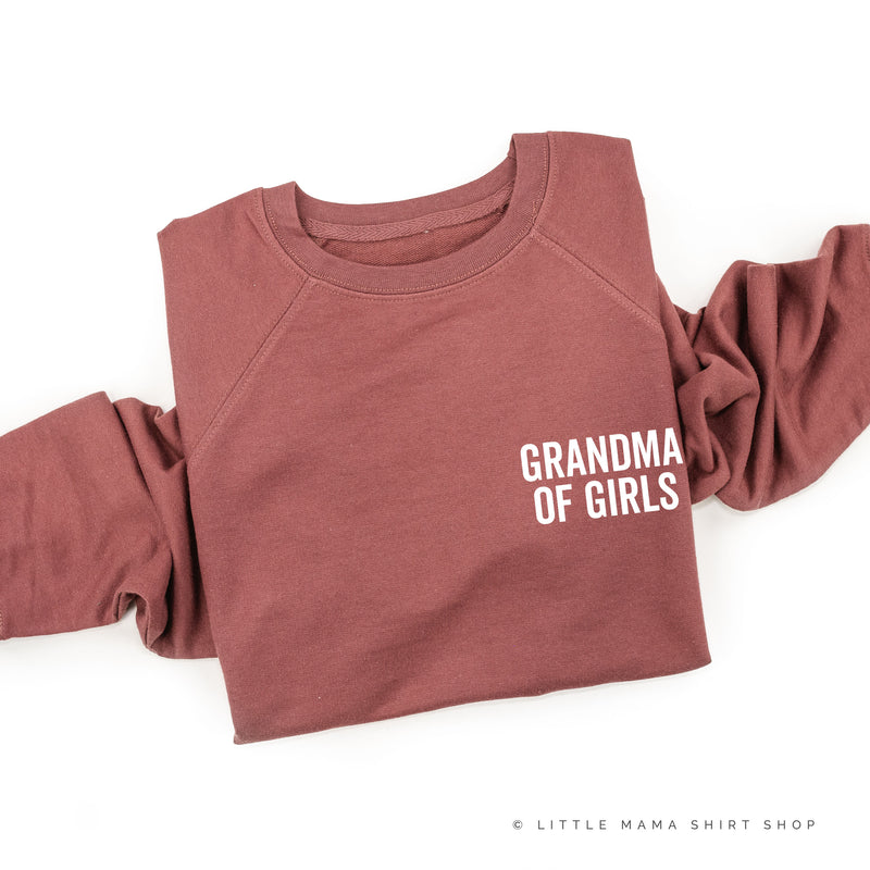 GRANDMA OF GIRLS - BLOCK FONT POCKET SIZE - Lightweight Pullover Sweater
