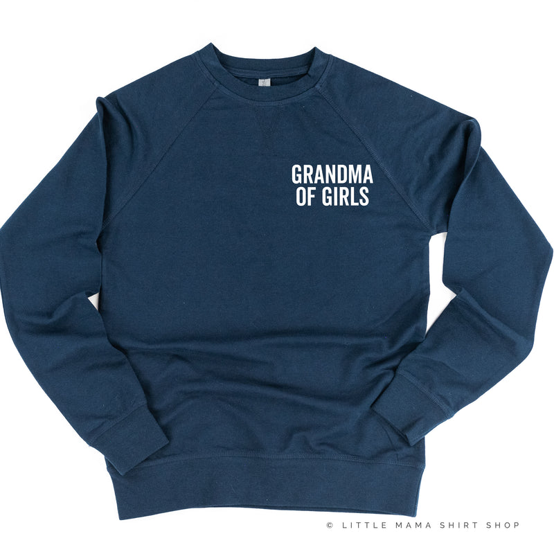 GRANDMA OF GIRLS - BLOCK FONT POCKET SIZE - Lightweight Pullover Sweater