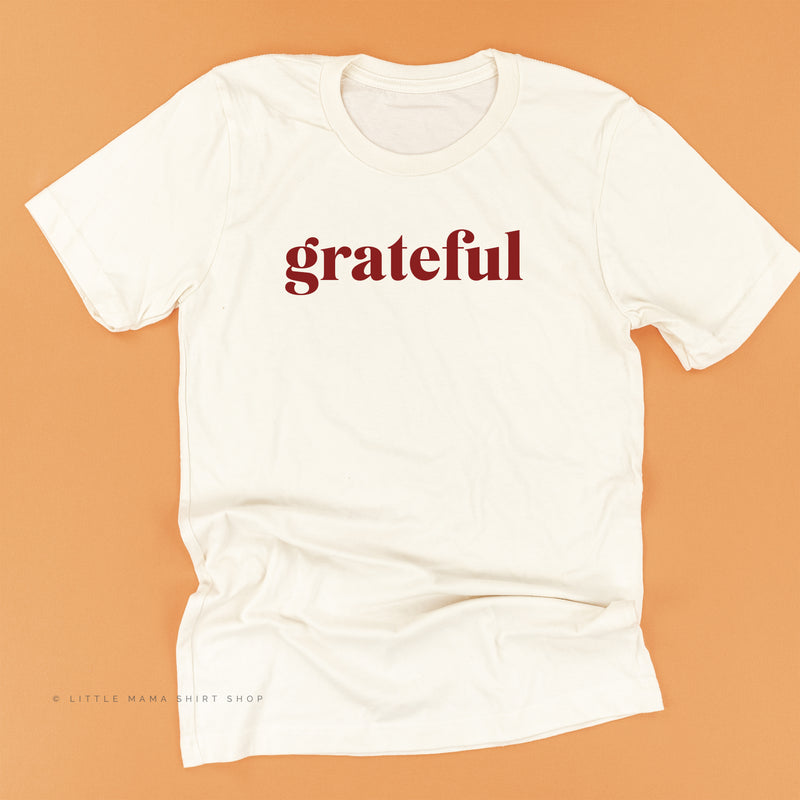 Grateful (block) - Maroon Design - Unisex Tee