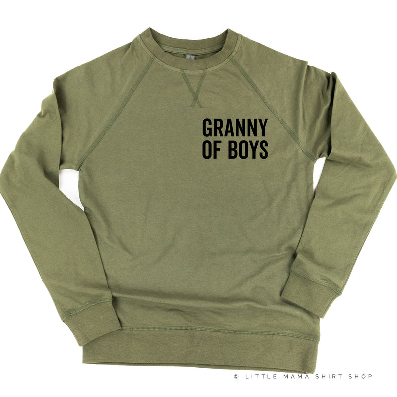 GRANNY OF BOYS - BLOCK FONT POCKET SIZE - Lightweight Pullover Sweater