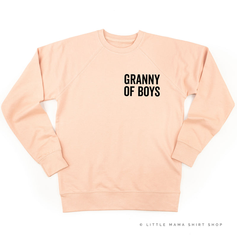 GRANNY OF BOYS - BLOCK FONT POCKET SIZE - Lightweight Pullover Sweater