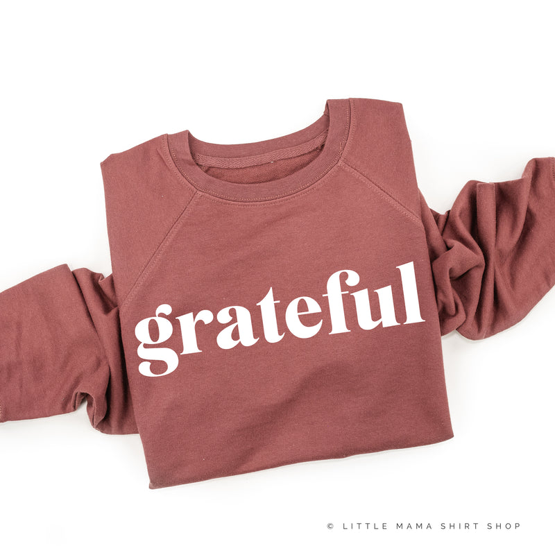 Grateful (block) - Black or White Design - Lightweight Pullover Sweater