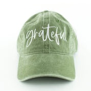 Grateful - Olive Green Baseball Cap Little Mama Shirt Shop