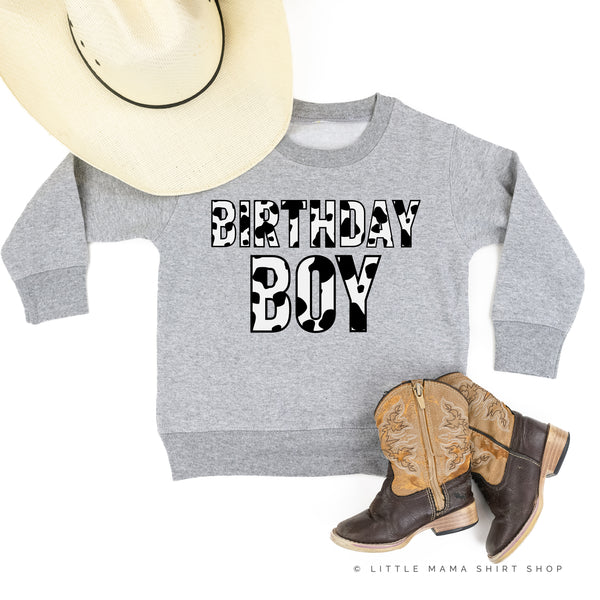BIRTHDAY BOY - Cow Print - Child Sweater