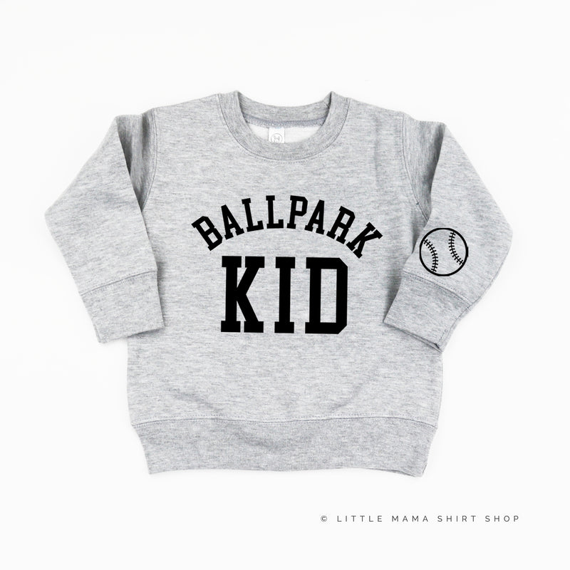 Ballpark Kid - Baseball Detail on Sleeve - Child Sweater