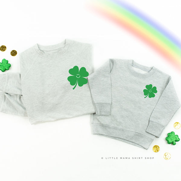 Little Happy Shamrock (Front) w/ It's a Good Day to Have a Lucky Day (Back) - Set of 2 Lightweight Sweaters