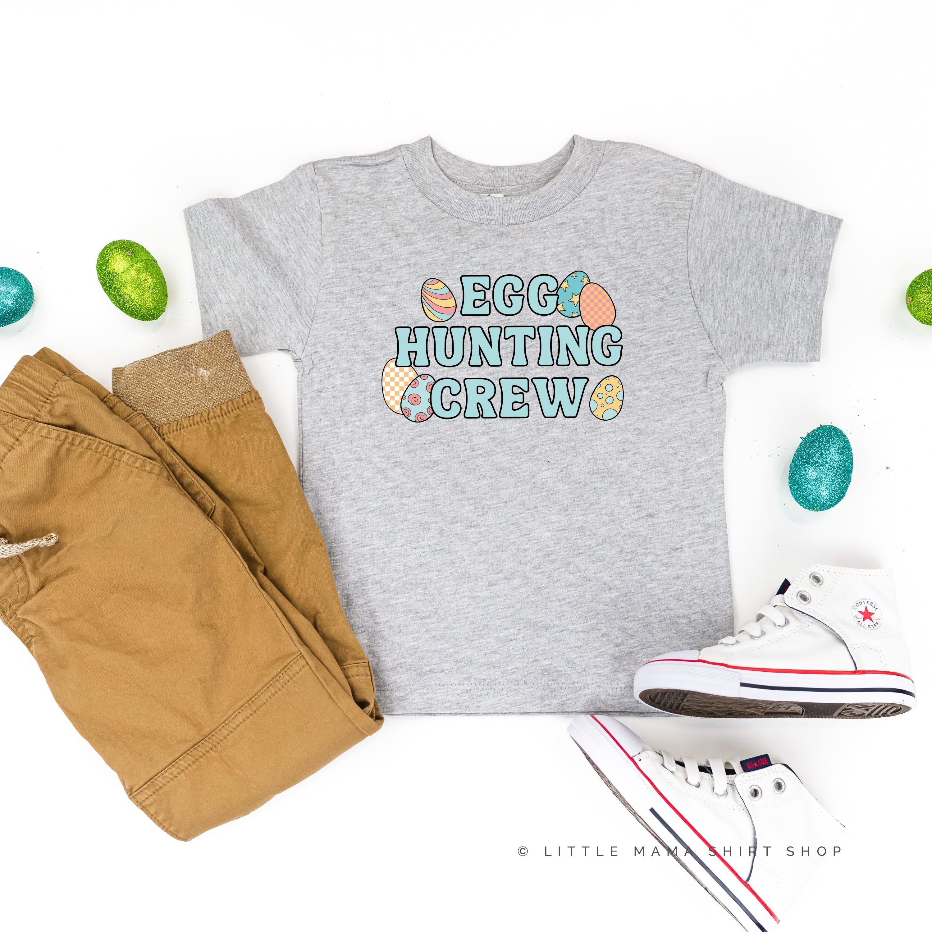 Egg Hunting Crew - Groovy w/ Eggs - Child Tee Little Mama Shirt Shop