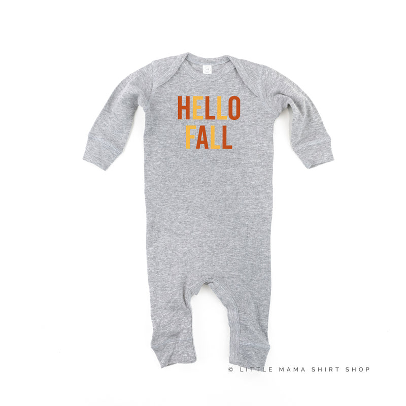 HELLO FALL - BLOCK FONT - One Piece Baby Sleeper