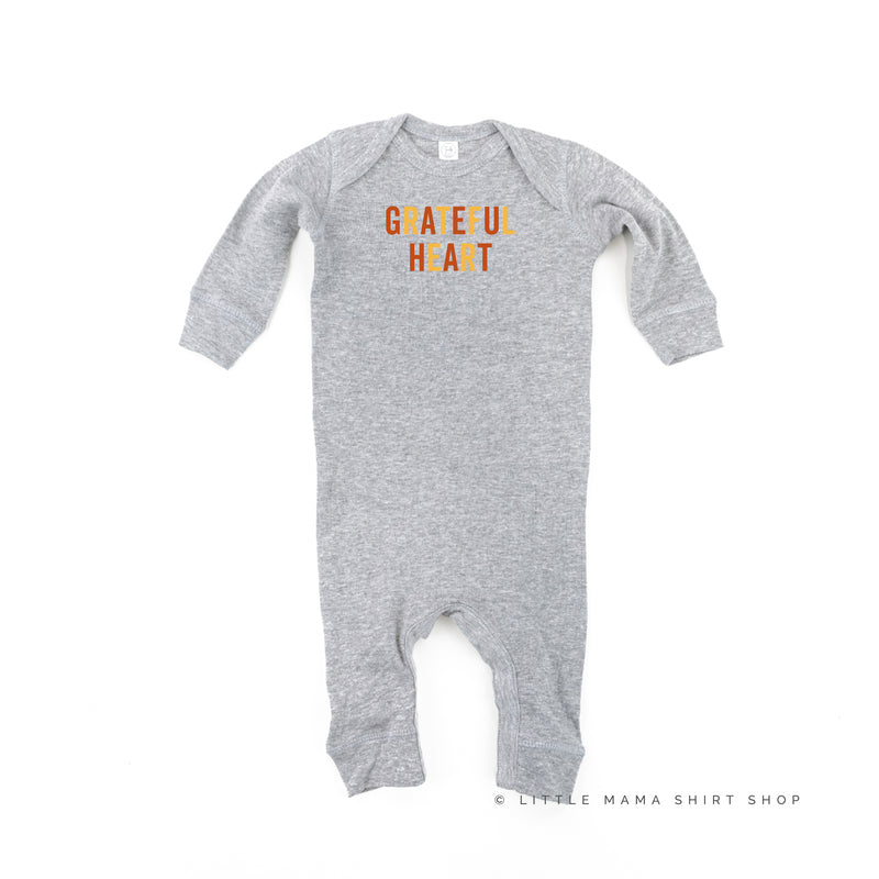 GRATEFUL HEART - BLOCK FONT - One Piece Baby Sleeper