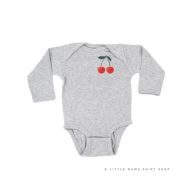 Pocket Fruit (Front) w/ Group of Smiley Fruit (Back) - Long Sleeve Child Shirt