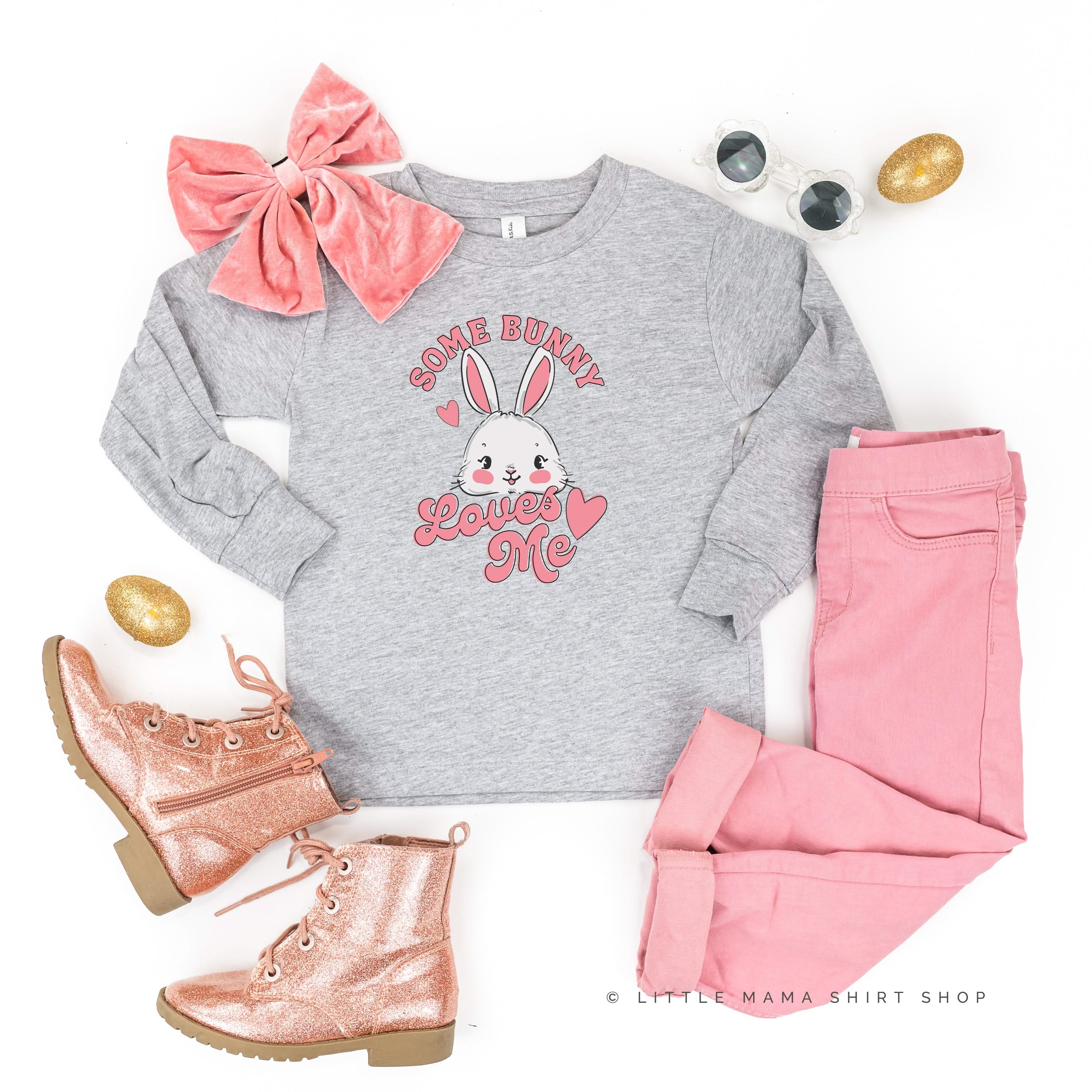Some Bunny Loves Me - Child LONG SLEEVE Tee Little Mama Shirt Shop