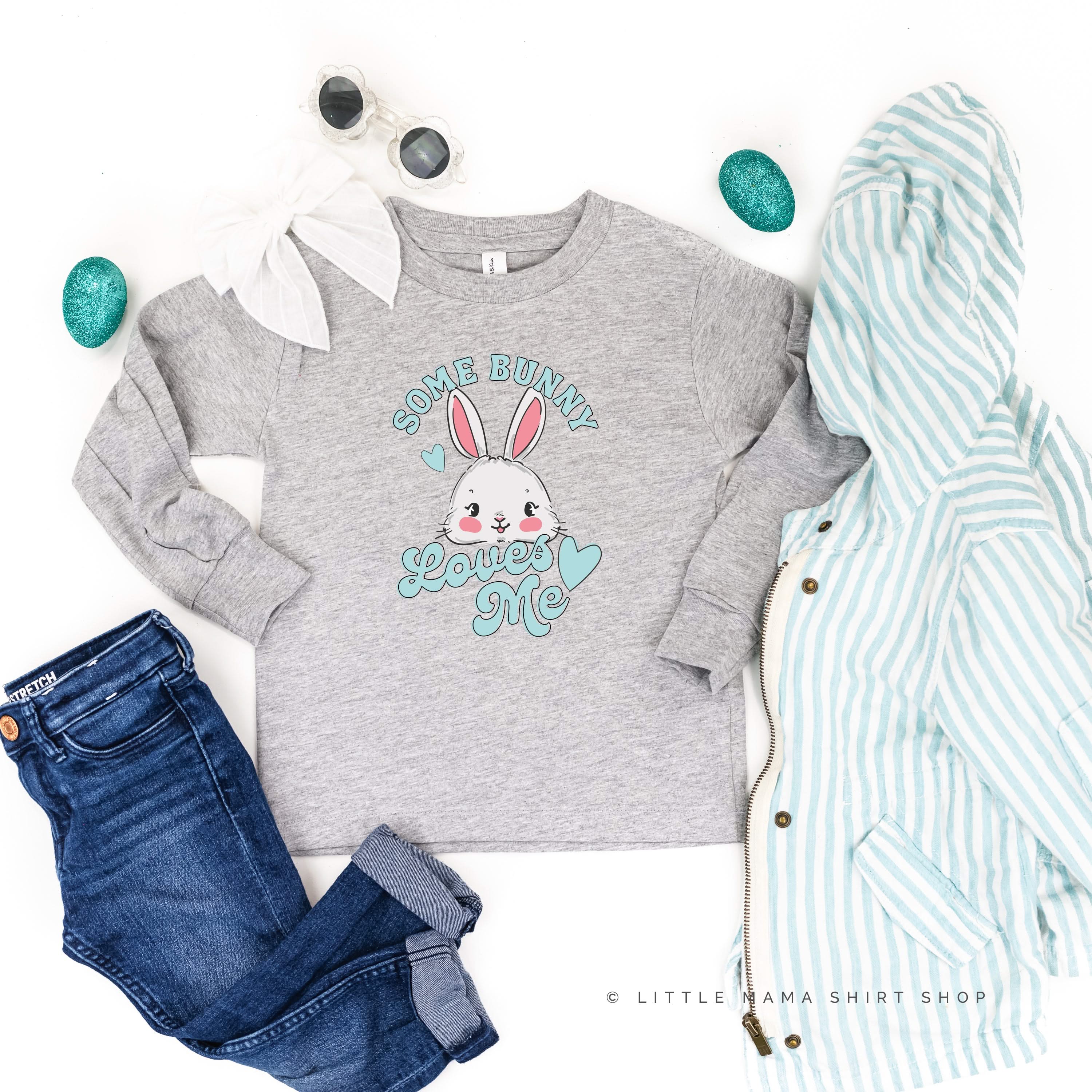 Some Bunny Loves Me - Child LONG SLEEVE Tee Little Mama Shirt Shop