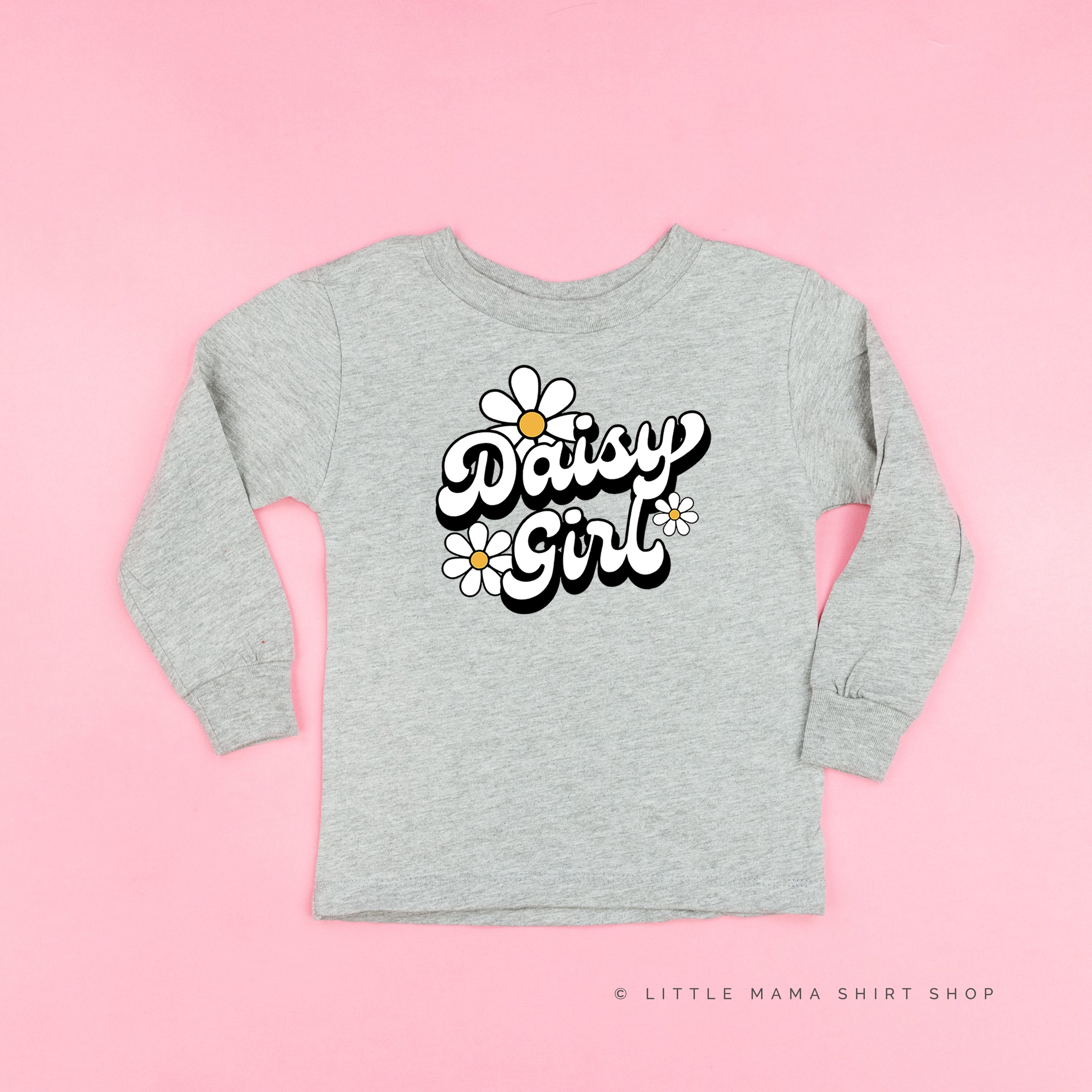 Daisy Girl - w/ Full Daisy on Back - Child Long Sleeve Tee Little Mama Shirt Shop