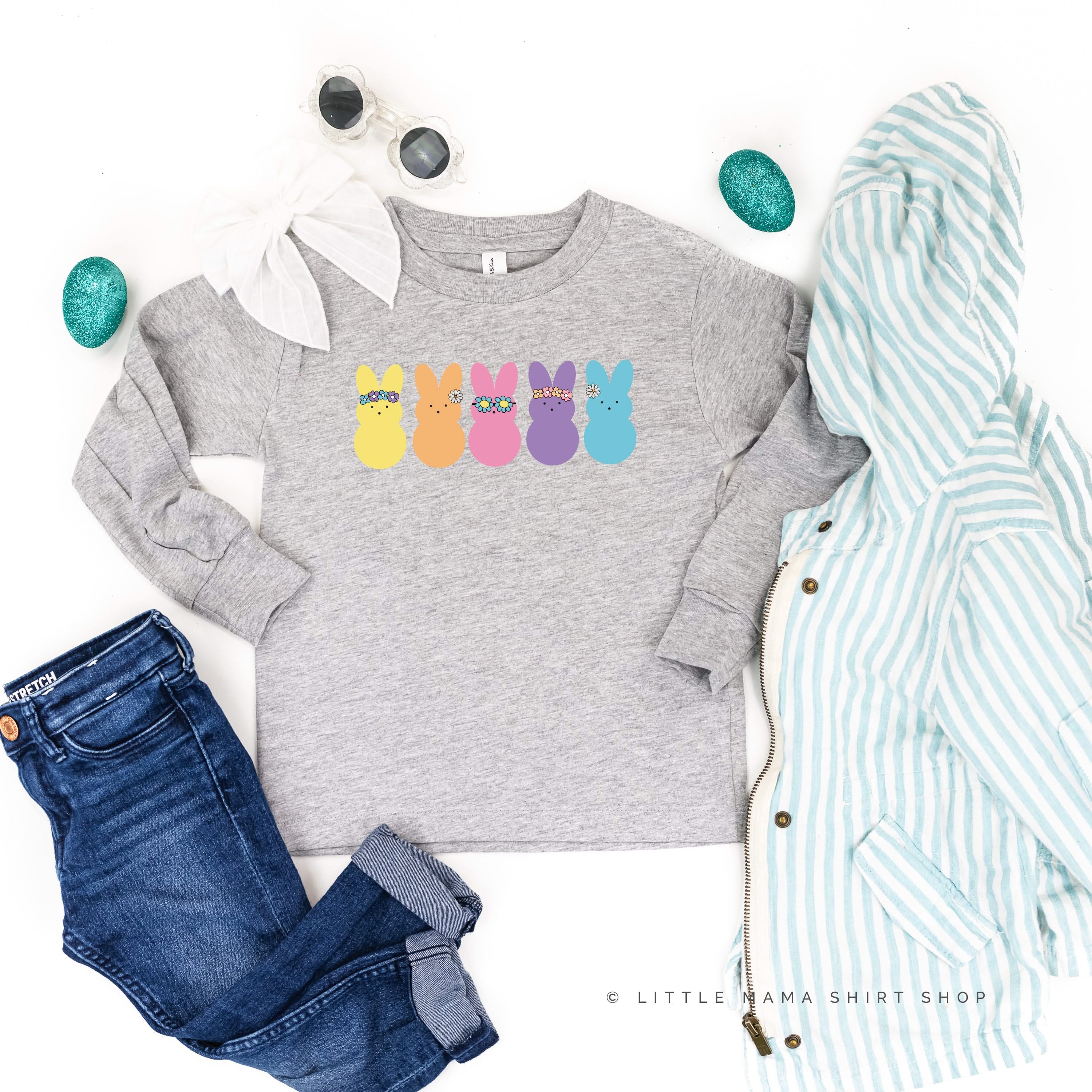 Floral Headband Neon Peeps - Child LONG SLEEVE Tee Little Mama Shirt Shop