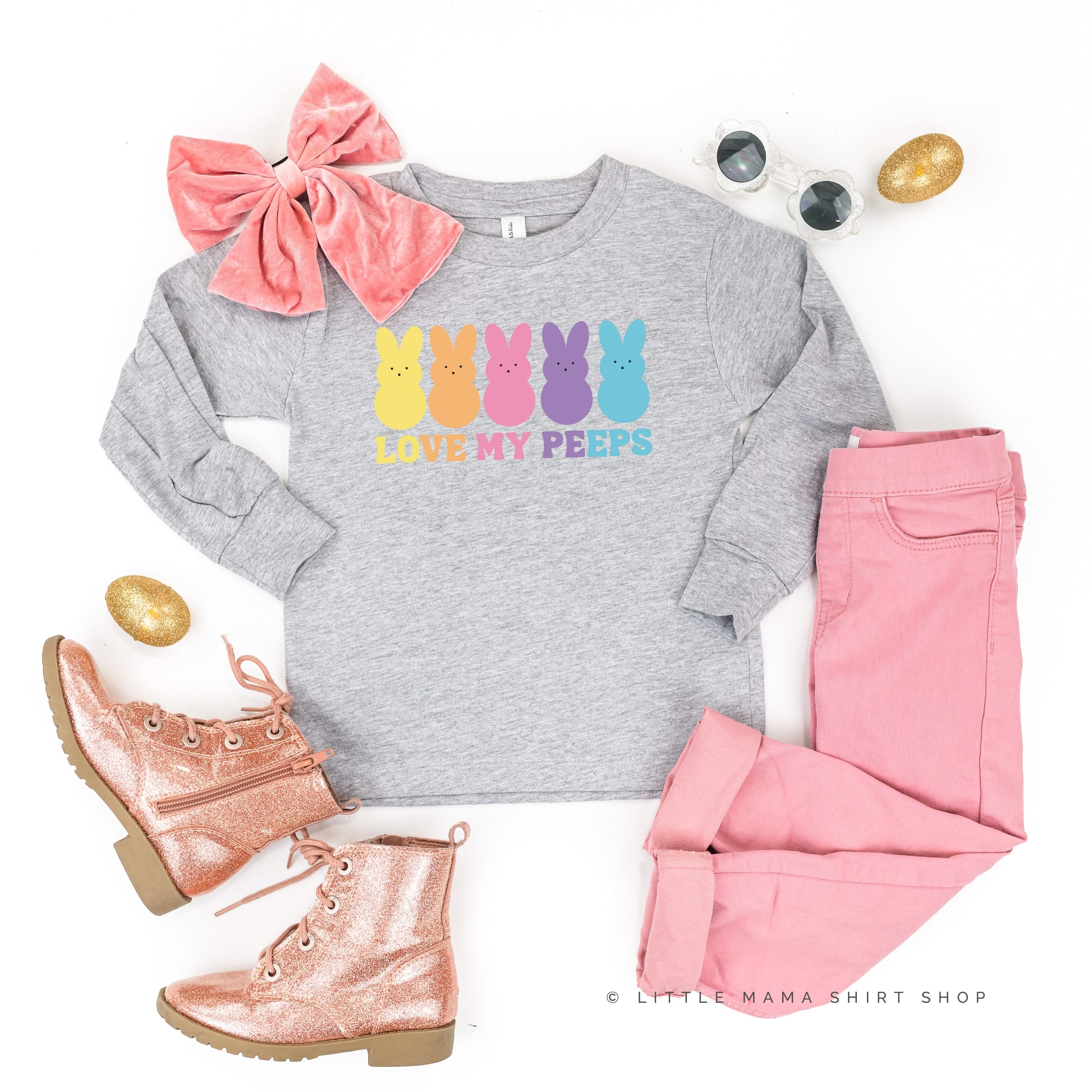 Love My Peeps - Neon - Child LONG SLEEVE Tee Little Mama Shirt Shop