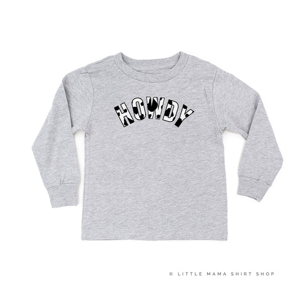 HOWDY - Cow Print - Long Sleeve Child Shirt