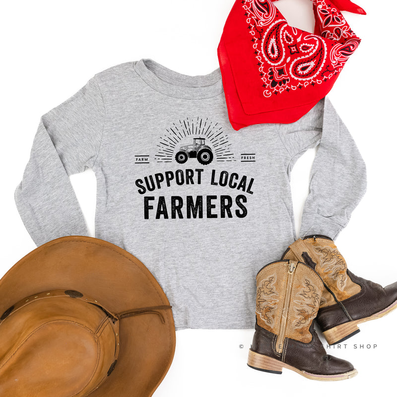 Support Local Farmers - Distressed Design - Long Sleeve Child Shirt